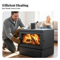 50 Wood Burning Fireplace, Indoor Heating Stove, Large Viewing pane, Home, Villa, Cottage