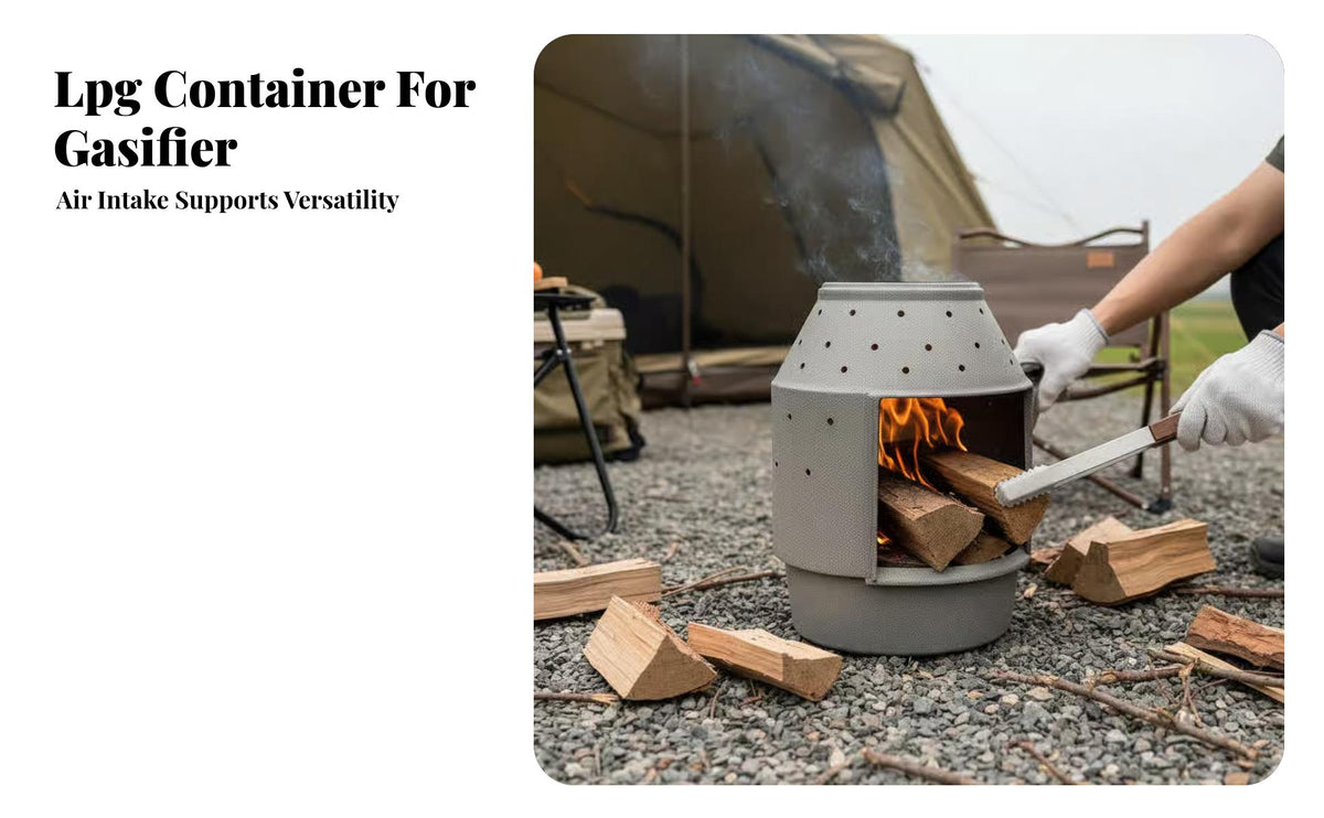 Smokeless Gasification Stove, Cast Iron Liner, 3-Piece Set, LPG Cylinder Conversion Firewood