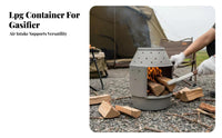 Smokeless Gasification Stove, Cast Iron Liner, 3-Piece Set, LPG Cylinder Conversion Firewood