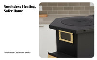 Gasification Wood Stove, Smokeless Double Energy Indoor Heater, Rural Cooking & Heating, Multi-Functional