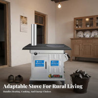 Multifunctional Wood & Coal Heater, Indoor Gasification Stove, Cooking, Heating, Water Tank, Rural Household Appliance