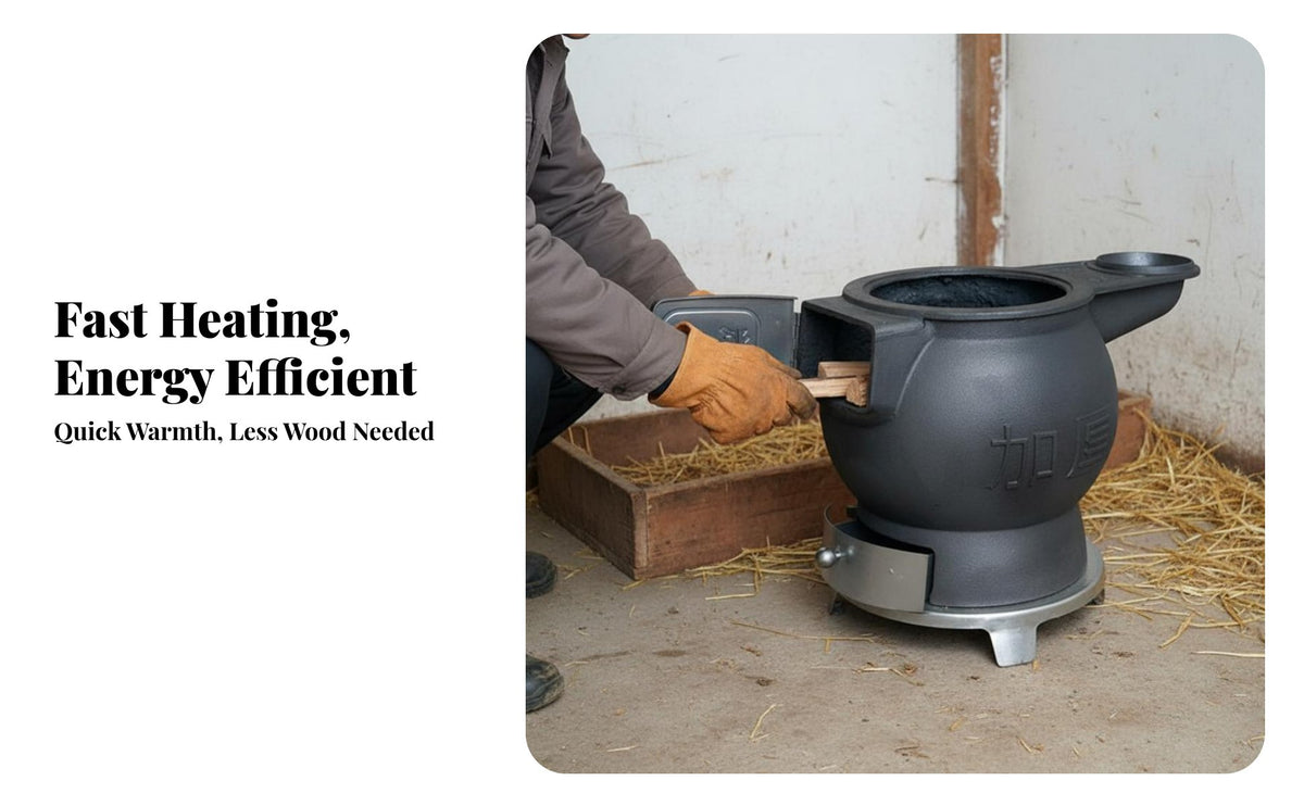 Rural Household Heating Stove, Cast Iron Multi-Function heater, Large Thick Wood Burner