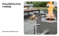 Camping Smokeless Multifunctional Heating Cooker, Rural Home BBQ Firewood Burner, Portable for Fishing