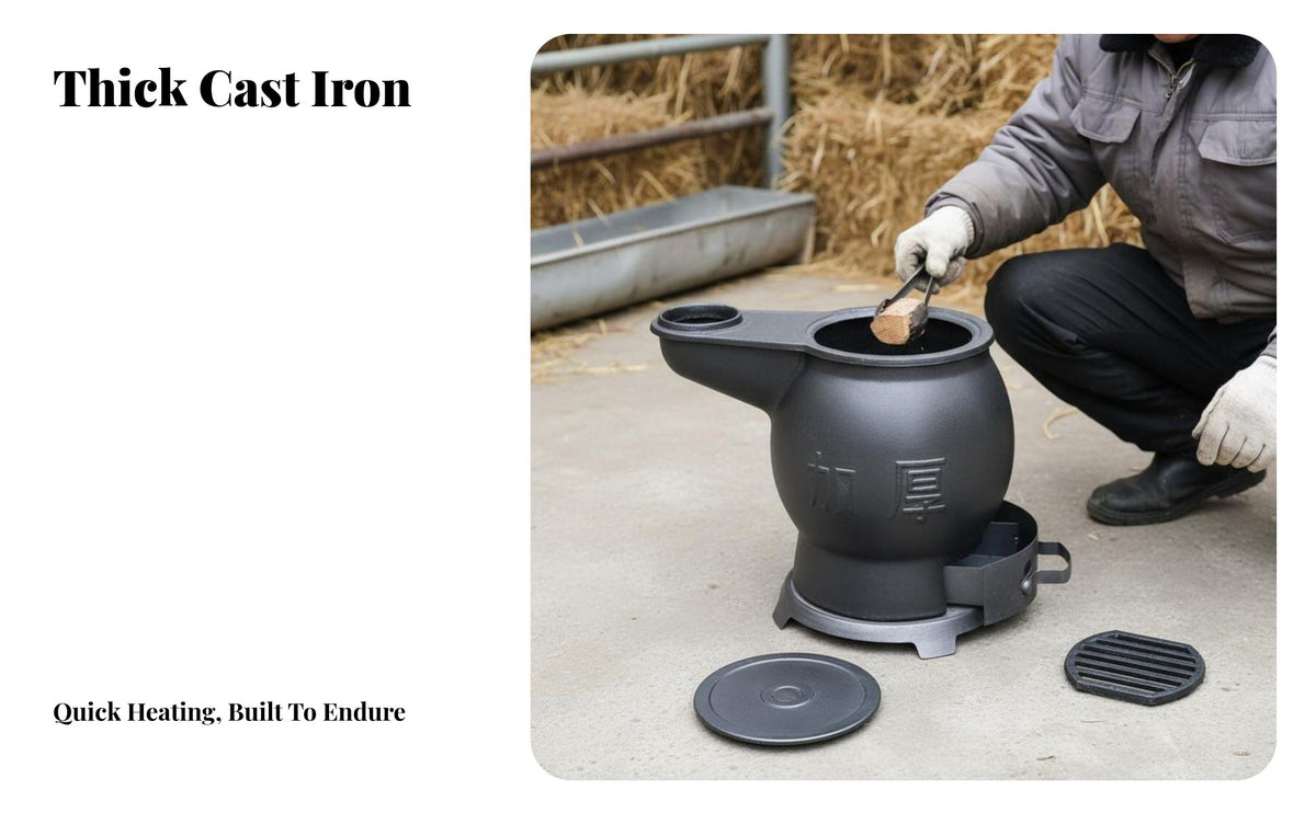 Winter Heating Stove, Cast Iron Multicombustible material heater, Rural Farm, Cooking & Bed Heating