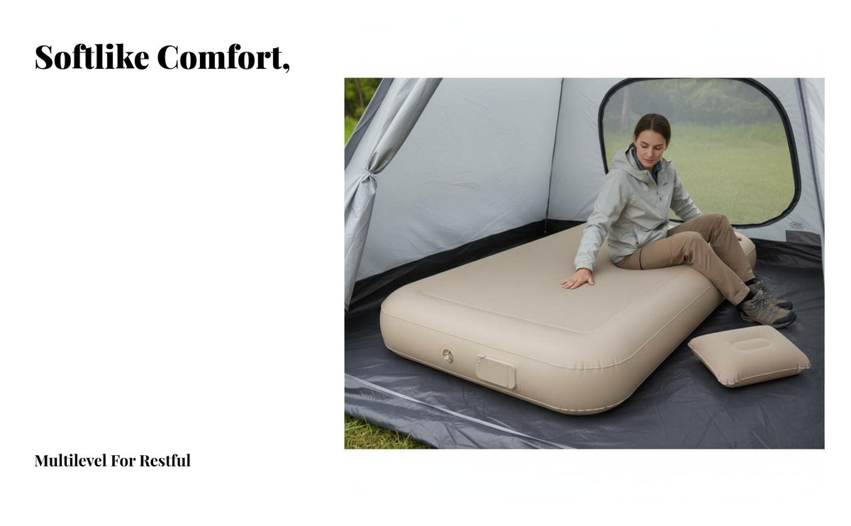 Inflatable Mattress, Automatic Air Bed, Brushed PVC, High Elastic Support, outdoor and indoor Use