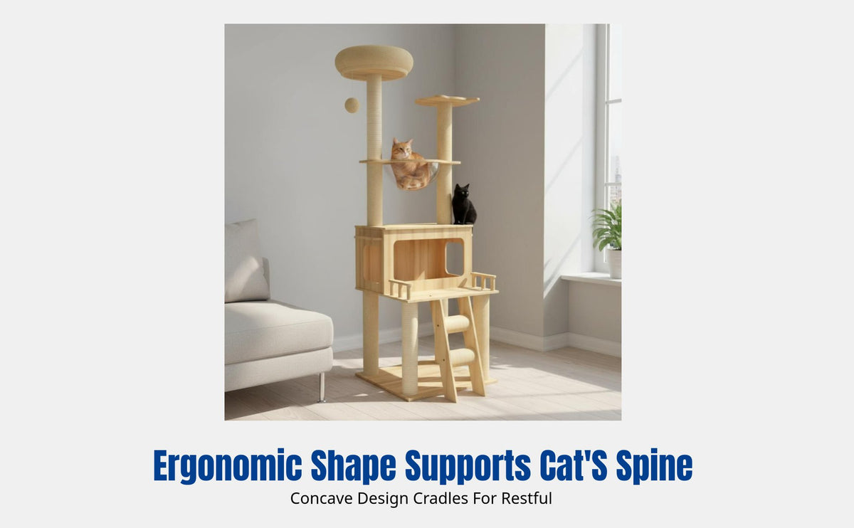 Cat Condo Tower, Dual Space Capsule Cat Tree, Large Cat House, Multi-Level Climbing Frame, Sisal Scratcher, Apartment Friendly
