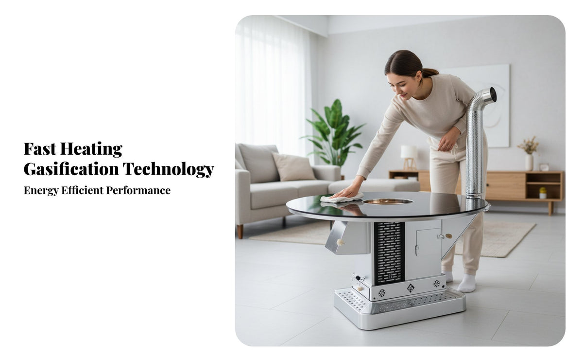 Wood doubleUse Gasification Stove, Indoor Multifunctional Heater, Rectangular Smokeless Fireplace, Rural Home Cooking & Heating