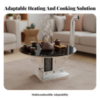 Wood doubleUse Gasification Stove, Indoor Multifunctional Heater, Rectangular Smokeless Fireplace, Rural Home Cooking & Heating
