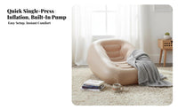 Inflatable Sofa Chair, Automatic Air Lounge, Single padded mat Recliner for Bedroom, Camping, Lazy Mattress