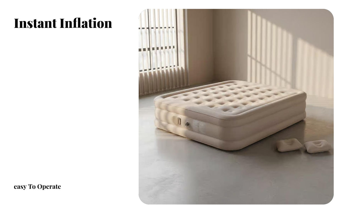 Outdoor Inflatable Mattress, Automatic air inflator, Foldable Sleeping Pad for Camping Tent, Single/Double, sand