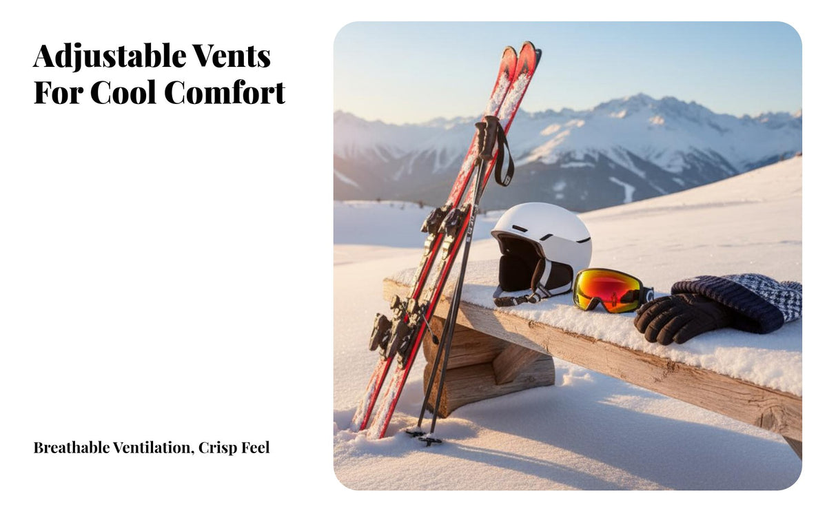 Ski Helmet, Asian Fit, Adjustable Vents, Lightweight, Unisex, Small Brim, Snowboard & Ski Gear