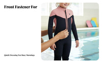 Kids Thermal Wetsuit, 3mm Thickened Fleece, Long Sleeve single-Piece Swimsuit, Winter Boys Girls, Front fastener, Cold Resistant