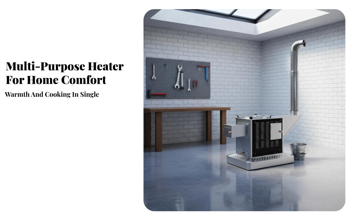 Wood Burning Stove, Indoor Smokeless Heater, double energy source Wood, Winter Home Heating