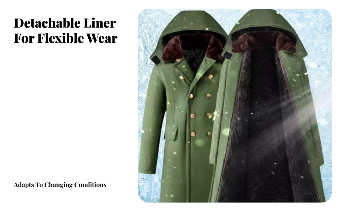 Men's Winter Coat, Waterproof Windproof, Long, Thick, Detachable, Cold Storage