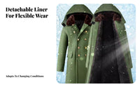 Men's Winter Coat, Waterproof Windproof, Long, Thick, Detachable, Cold Storage