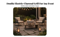 Charcoal Heater, Electric & Charcoal Fire Pit, Outdoor BBQ Grill Table, Multi-Function, Home & Patio