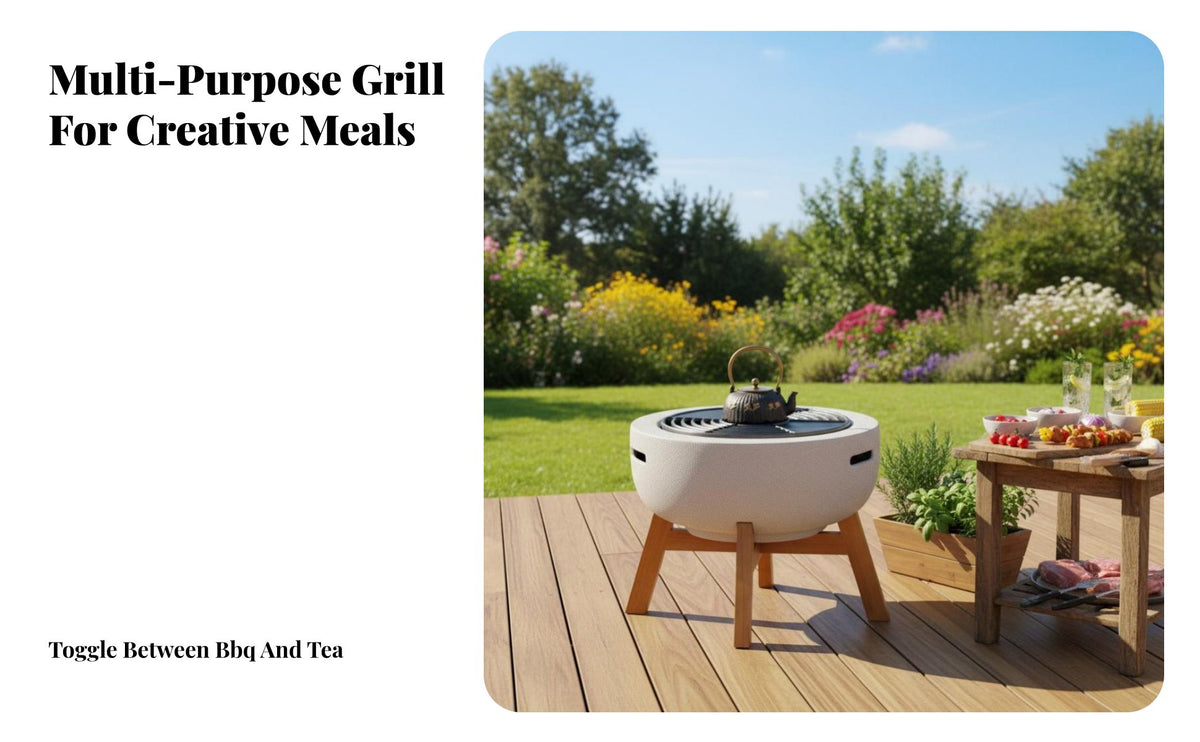 Charcoal Heater, Electric & Charcoal Fire Pit, Outdoor BBQ Grill Table, Multi-Function, Home & Patio