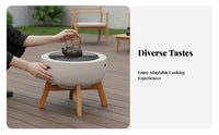 Charcoal Heater, Electric & Charcoal Fire Pit, Outdoor BBQ Grill Table, Multi-Function, Home & Patio