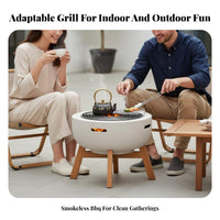 Charcoal Heater, Electric & Charcoal Fire Pit, Outdoor BBQ Grill Table, Multi-Function, Home & Patio