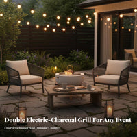 Charcoal Heater, Electric & Charcoal Fire Pit, Outdoor BBQ Grill Table, Multi-Function, Home & Patio