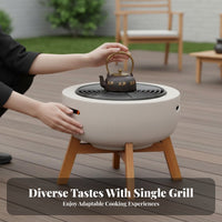 Charcoal Heater, Electric & Charcoal Fire Pit, Outdoor BBQ Grill Table, Multi-Function, Home & Patio