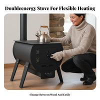 Winter Wood Stove, Indoor Heating heater, Thickened Manganese Steel, Multienergy source, Smokeless, Home Rural Use