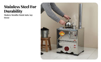Stainless Steel hexagonal Stove, Multifunctional Briquette Heater with Water reservoir, Oven, Home Office Heating