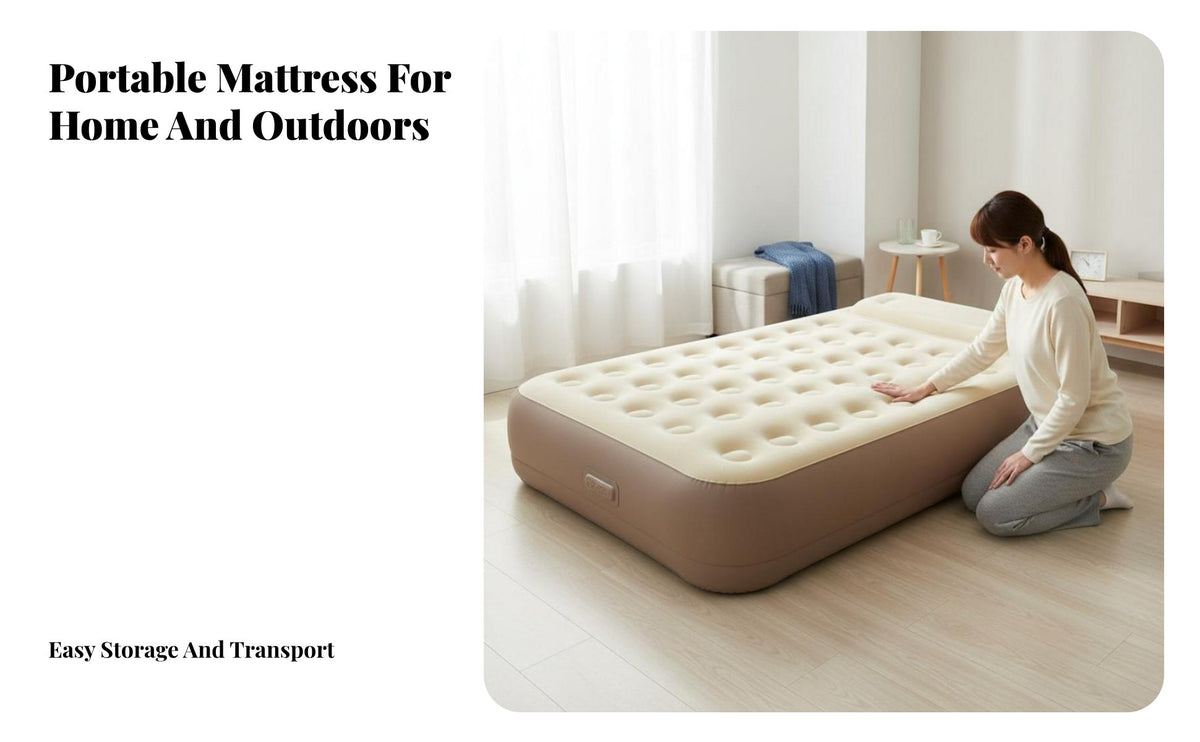 Thickened Automatic Inflatable Mattress, Foldable Air Bed, Single/Double, Portable for Home & Outdoor Camping