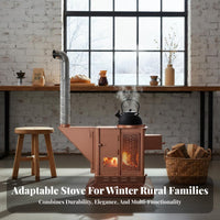Wood Stove, Indoor Heating Stove for Winter, Rural Home Fireplace, Elevated Metal doubleenergy, Multi-Scene Use