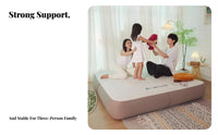 Inflatable Camping Bed, Brushed Polyester, Comfortable Triple Mattress, indoor outdoor Use, Electric Pump