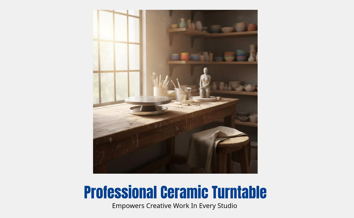 Cast Iron Sculpture Turntable, Manual Pottery Wheel, Brushed Metal, creative workspace, Cake Decorating Stand
