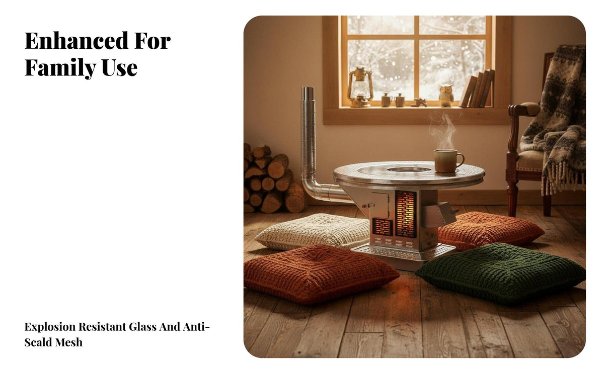 Wood Stove, Smokeless Gasification Heater, Thickened Stainless Steel, Indoor Winter Heating Table