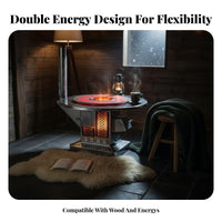 Wood Stove, Smokeless Gasification Heater, Thickened Stainless Steel, Indoor Winter Heating Table