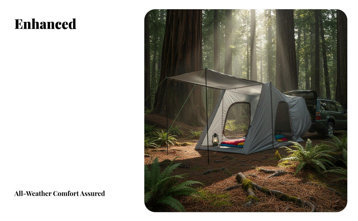 Universal Car Trunk Tent, Family Camping Extension, Waterproof Tunnel Shelter