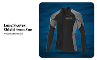 2mm Wetsuit Top, Men's Long Sleeve Rash Guard, Split Design, Thermal, Sun Protection, Surfing, Jet Ski