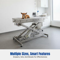 Pet Surgery Table, Stainless Steel Table, Multi-Functional Grooming Desk for Dogs and Cats