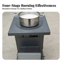 Gasification Heating Stove, Smokeless Four-Stage Combustion, Cast Iron, Wood Compatible, Rural Home Use