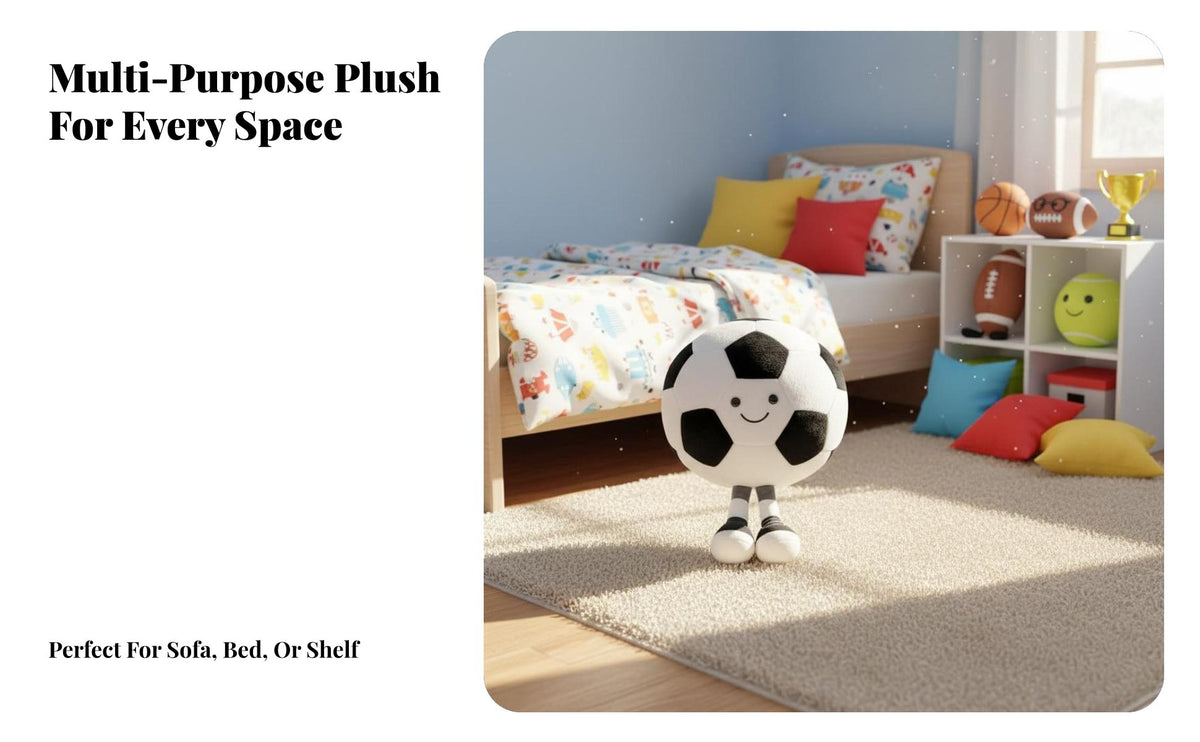 Plush Toy, Football Doll, Basketball Pillow, Sports Theme, Kids Gift, Home Decor