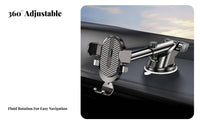 Universal Car Phone Holder, Telescopic Suction Mount for Dashboard & Air Vent, Carbon Fiber Navigation Stand