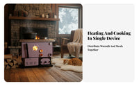 Heating Stove, Multienergy Boiler for Home, Wood Electric, Large Cooking heater, Floor Heating Compatible