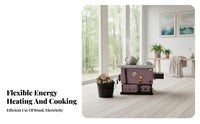 Heating Stove, Multienergy Boiler for Home, Wood Electric, Large Cooking heater, Floor Heating Compatible