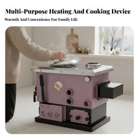 Heating Stove, Multienergy Boiler for Home, Wood Electric, Large Cooking heater, Floor Heating Compatible
