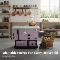 Heating Stove, Multienergy Boiler for Home, Wood Electric, Large Cooking heater, Floor Heating Compatible