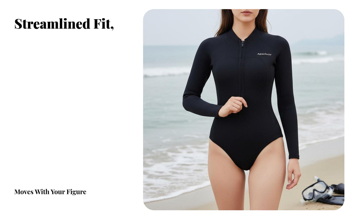 Women's Split Wetsuit, Thermal Rash Guard, Full Coverage for Diving, Snorkeling, Surfing