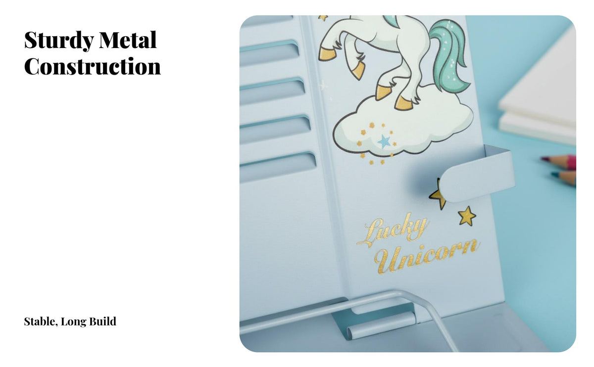 Cartoon Metal Book Stand, Desktop Organizer for Kids, Student Study Support