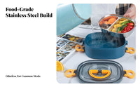 Double Compartment Bento Box, Insulated Lunch Box, Microwave-Safe Portable Food Container for Students, Office, with Utensils