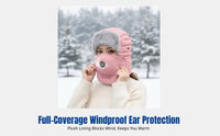 Warm Trapper Hat, Winter Windproof Ear Protection, Skiing Cycling Cap with Goggles for Adults