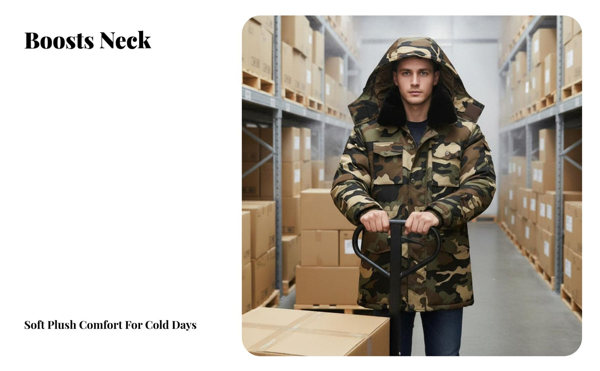 Winter Work Jacket, Men's Doubleply Thickened Coat, Waterproof, Cold Storage, Detachable Hood
