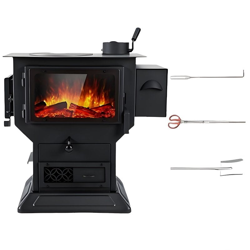 Wood Burning Fireplace, Cast Iron Heating Stove, Multifunctional Oven for Indoor, Home, Villa, Farmhouse