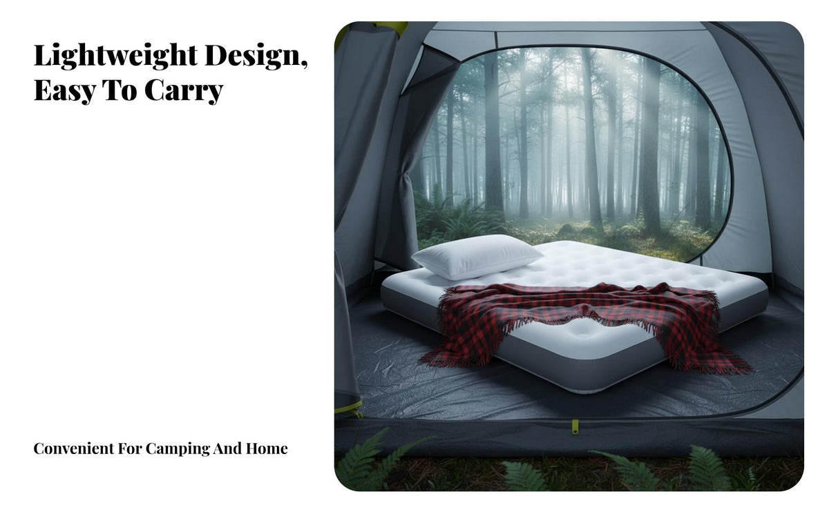 Inflatable Air Mattress, Outdoor Flocked Sleeping Pad, Double Folding Air Bed for Camping, outdoor meal, Portable, Multiple Sizes
